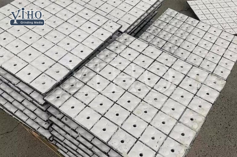 Weldable Ceramic Tiles Steel Rubber backed composite wear mats